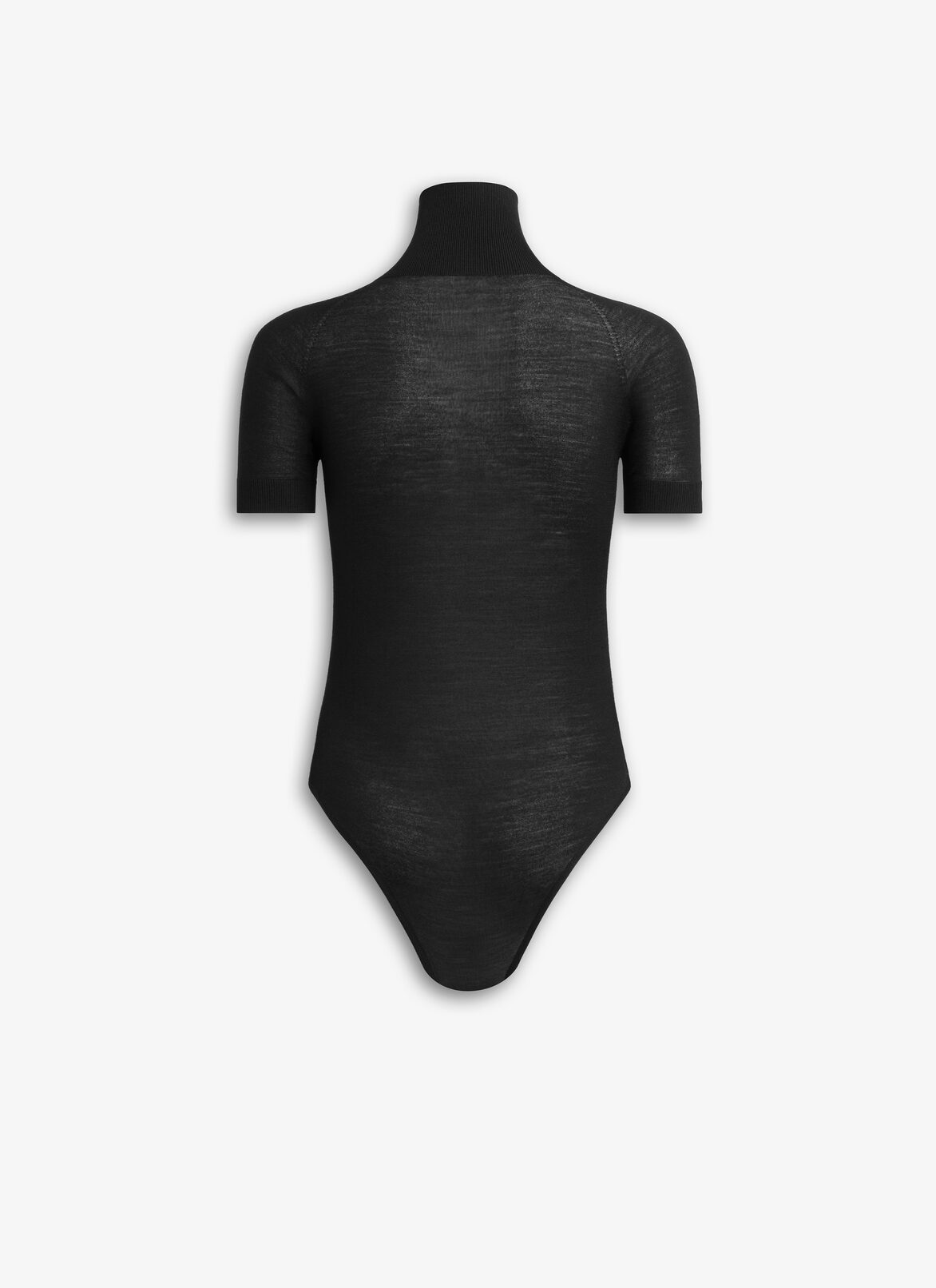 SHORT SLEEVE BODY IN SHEER WOOL KNIT ALAÏA BLACK SHORT SLEEVE BODY IN SHEER WOOL KNIT